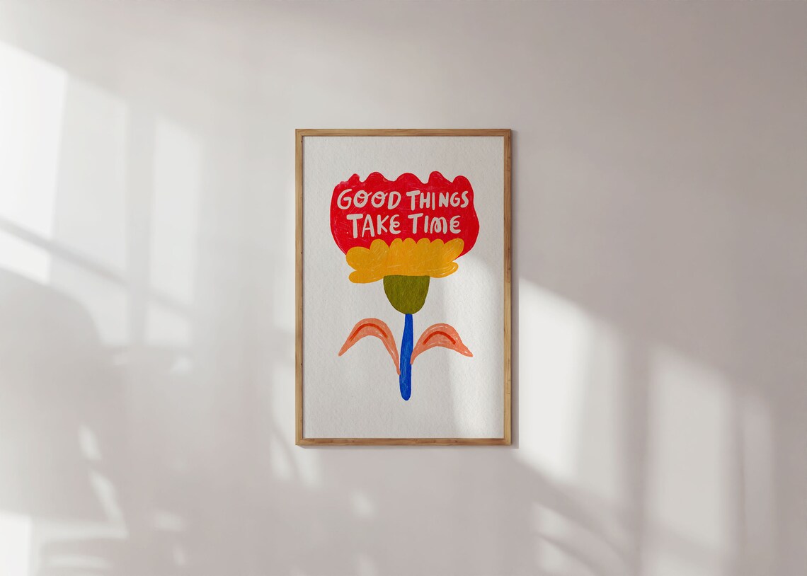 Floral Quote Art Print, Motivational Wall Art
