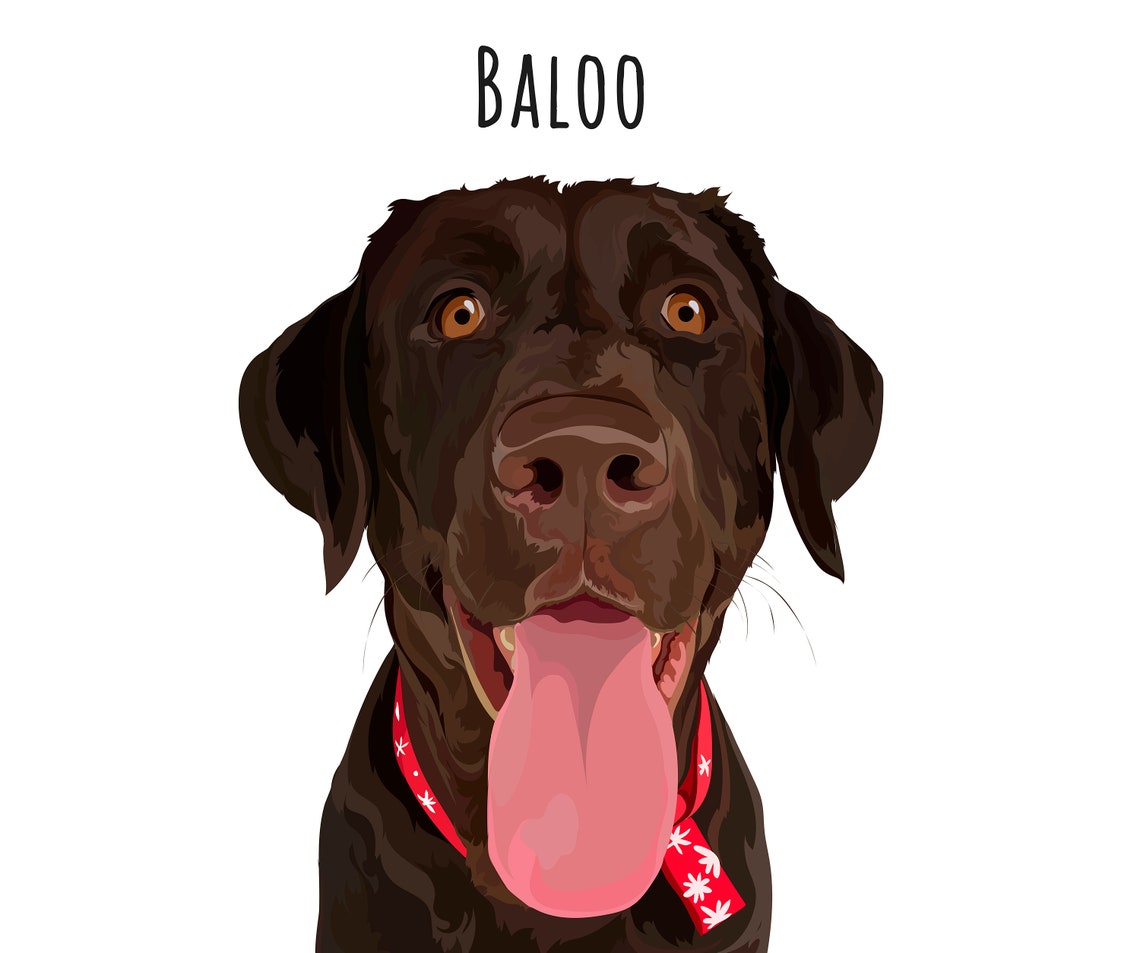 Custom Chocolate Labrador Baloo Vector Portrait Bandana Gift Poster