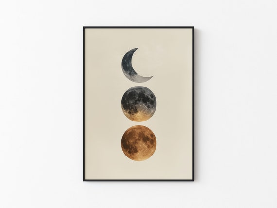 Lunar Abstract Moon Japandi Minimalistic Style Instant Moon Art Poster Versatile Sizes Print N17