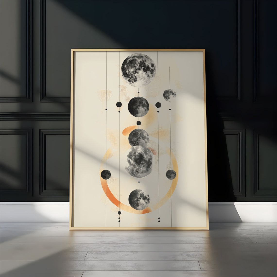 Moon Phases Vertical Line Column Abstract Japandi Style Art Poster - Image 2