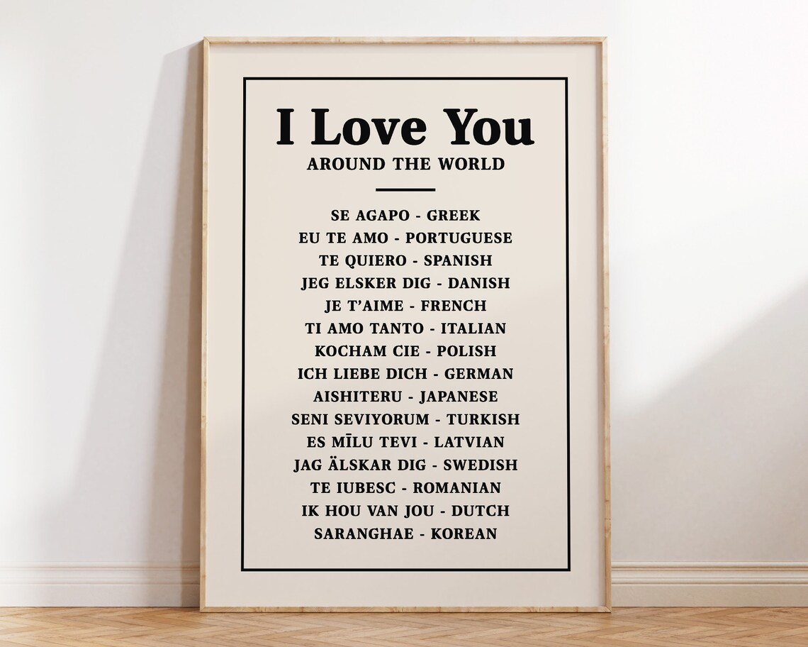 I Love You Around the World Language Typography Quote Poster - Image 3