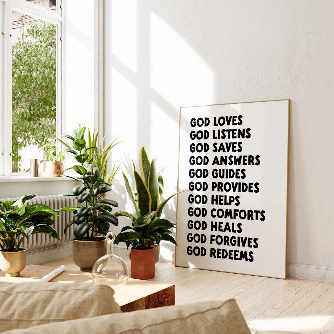 God Loves God Listens Black Bold Christian Faith Affirmation Poster - Image 2