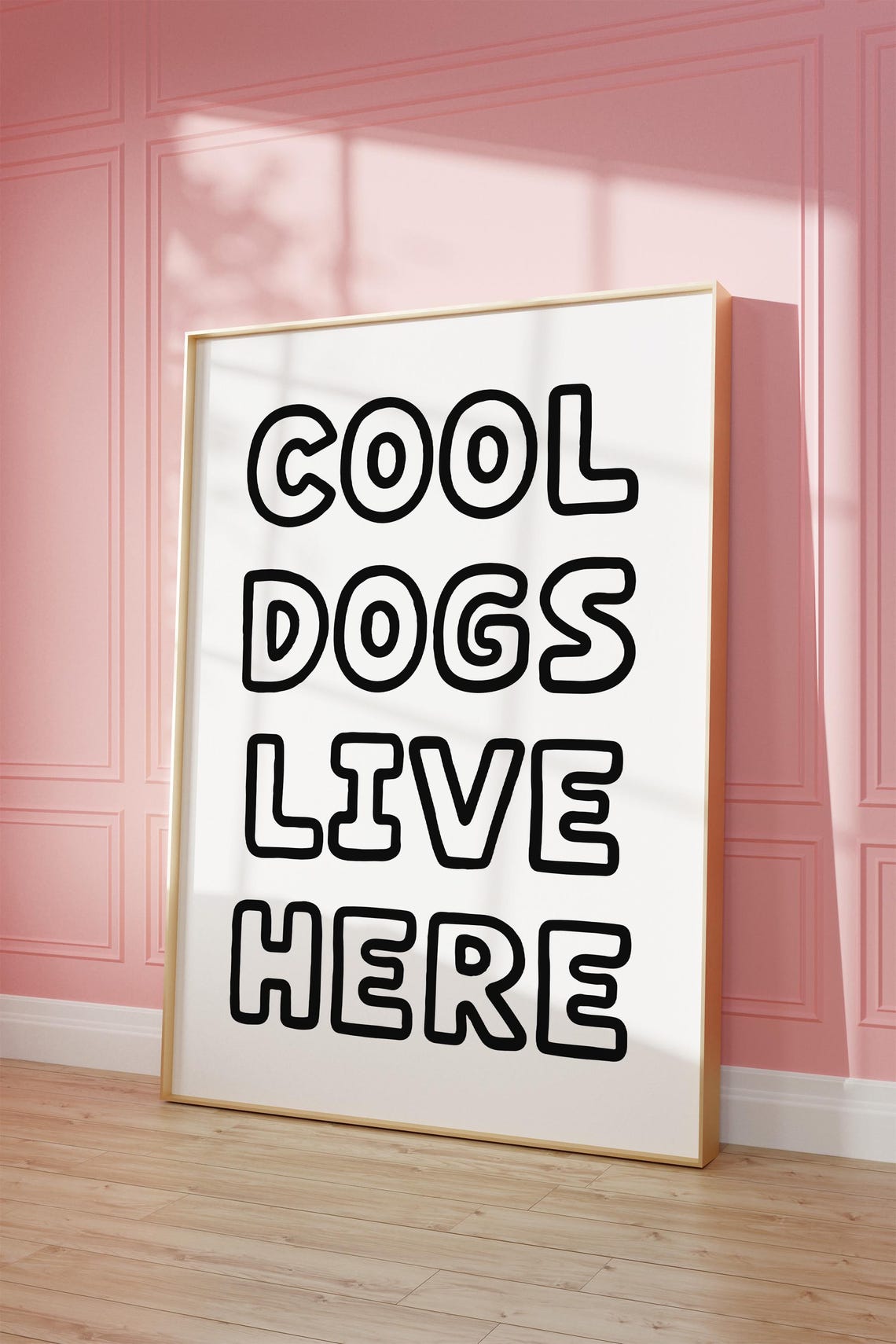 Cool Dogs Live Here Bubble Outline Typography Dog Lover Poster