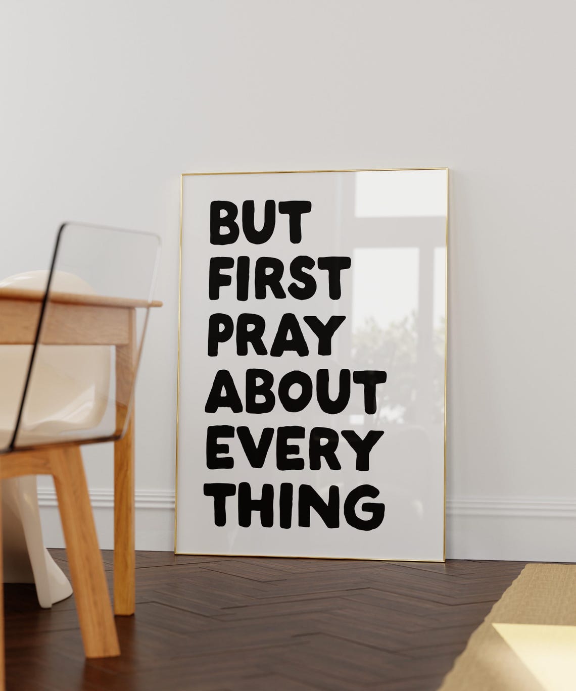 But First Pray About Everything Black Christian Faith Quote Poster - Image 2