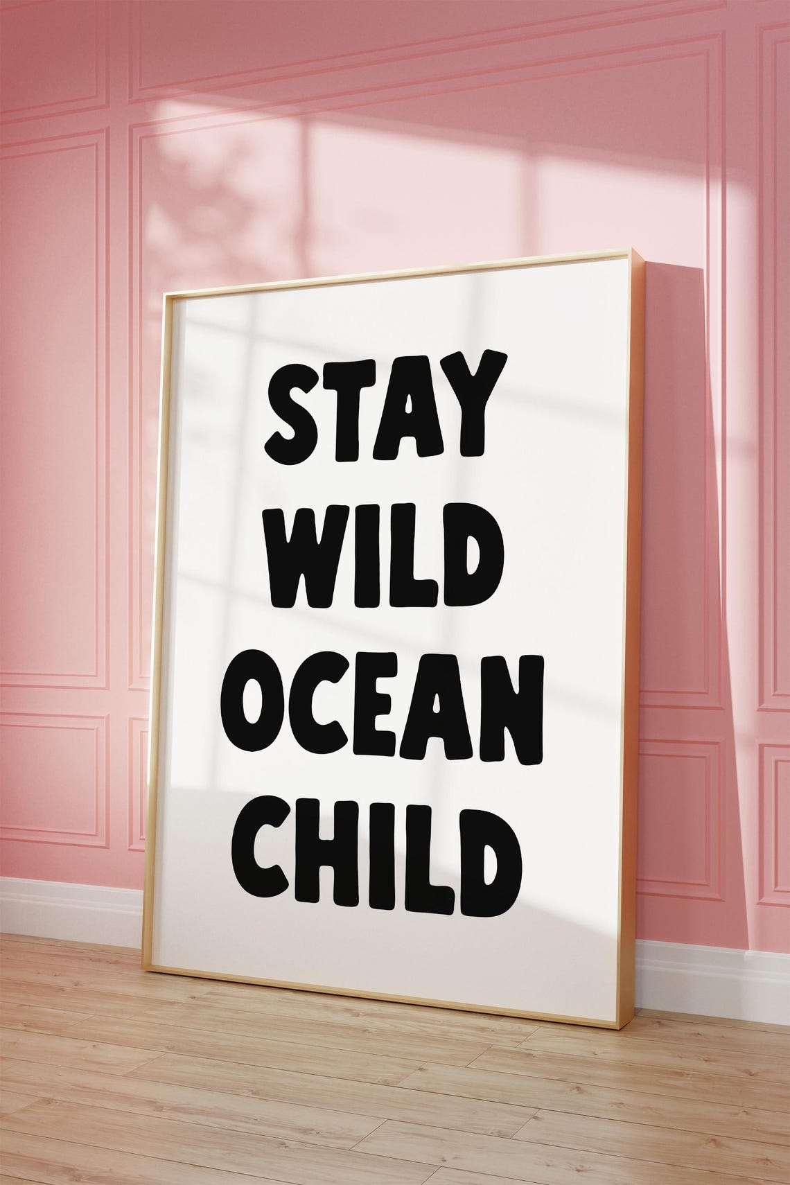 Stay Wild Ocean Child Black Bold Typography Coastal Quote Poster - Image 2