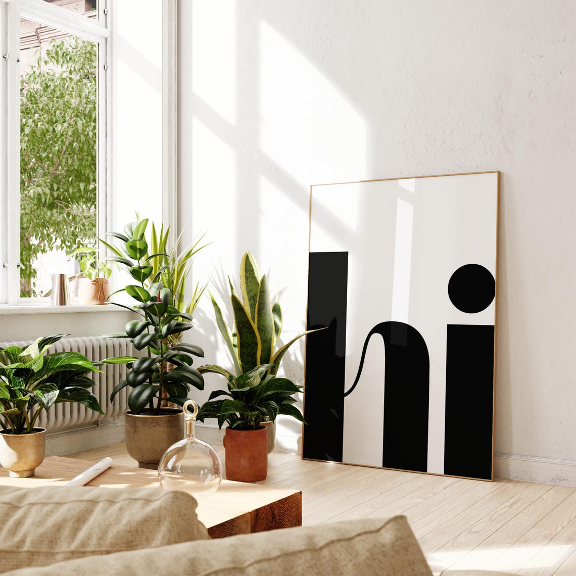 Black Big Hi Oversized Minimalist Entryway Welcome Wall Print