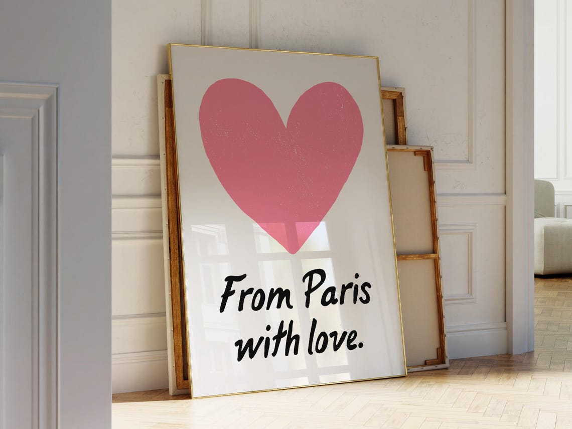 From Paris With Love Pink Heart French Travel Quote Gift Poster - Image 3