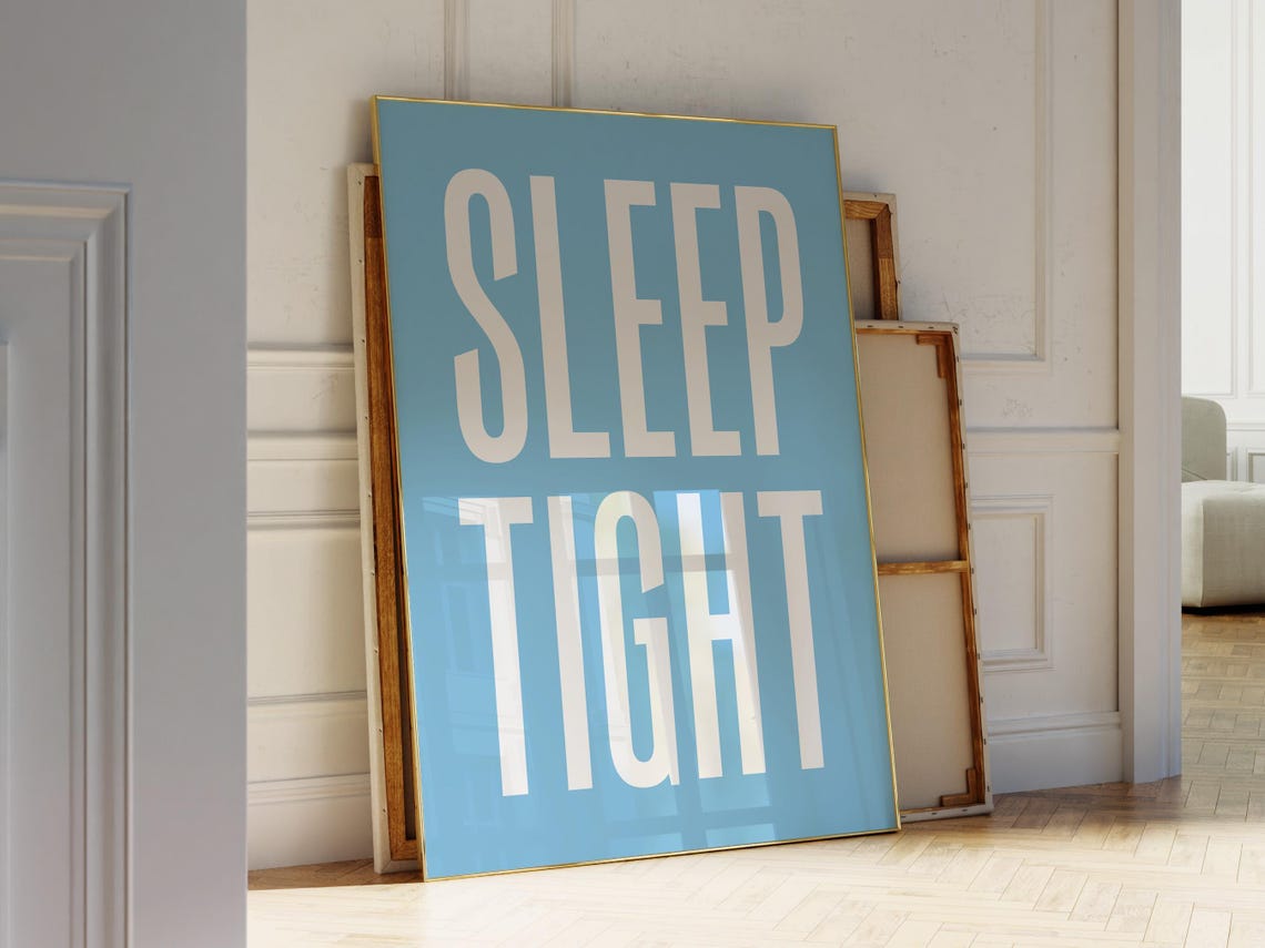 Sleep Tight Blue Quote Bedroom Cozy Restful Wall Decor Poster - Image 2