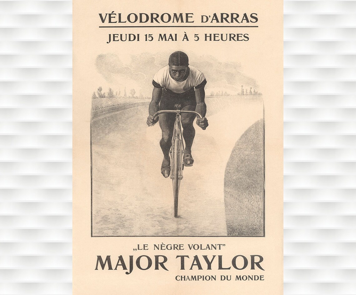 Major Taylor Champion Du Monde Velodrome dArras Vintage Cycling Poster