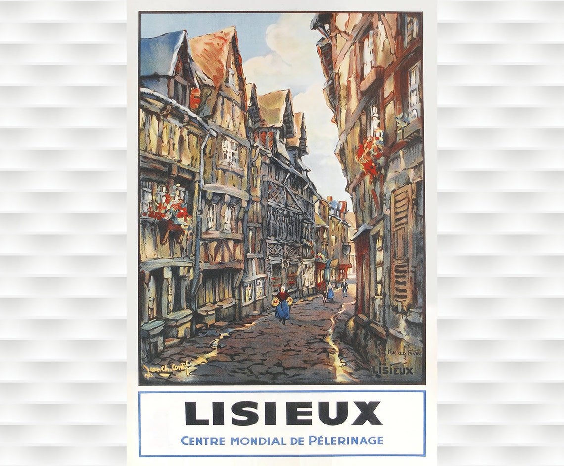 Lisieux Centre Mondial de Pelerinage Old Street Vintage Travel Poster