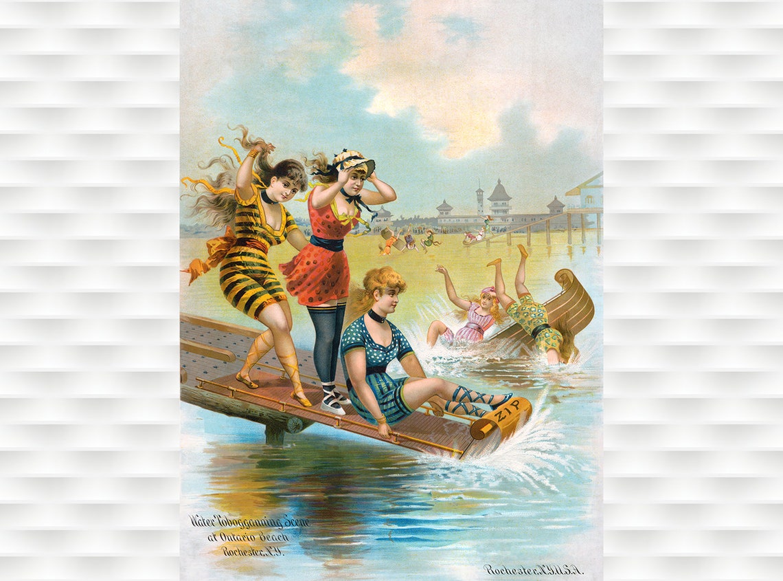 Victorian Water Toboggan Ontario Beach Rochester Vintage Poster