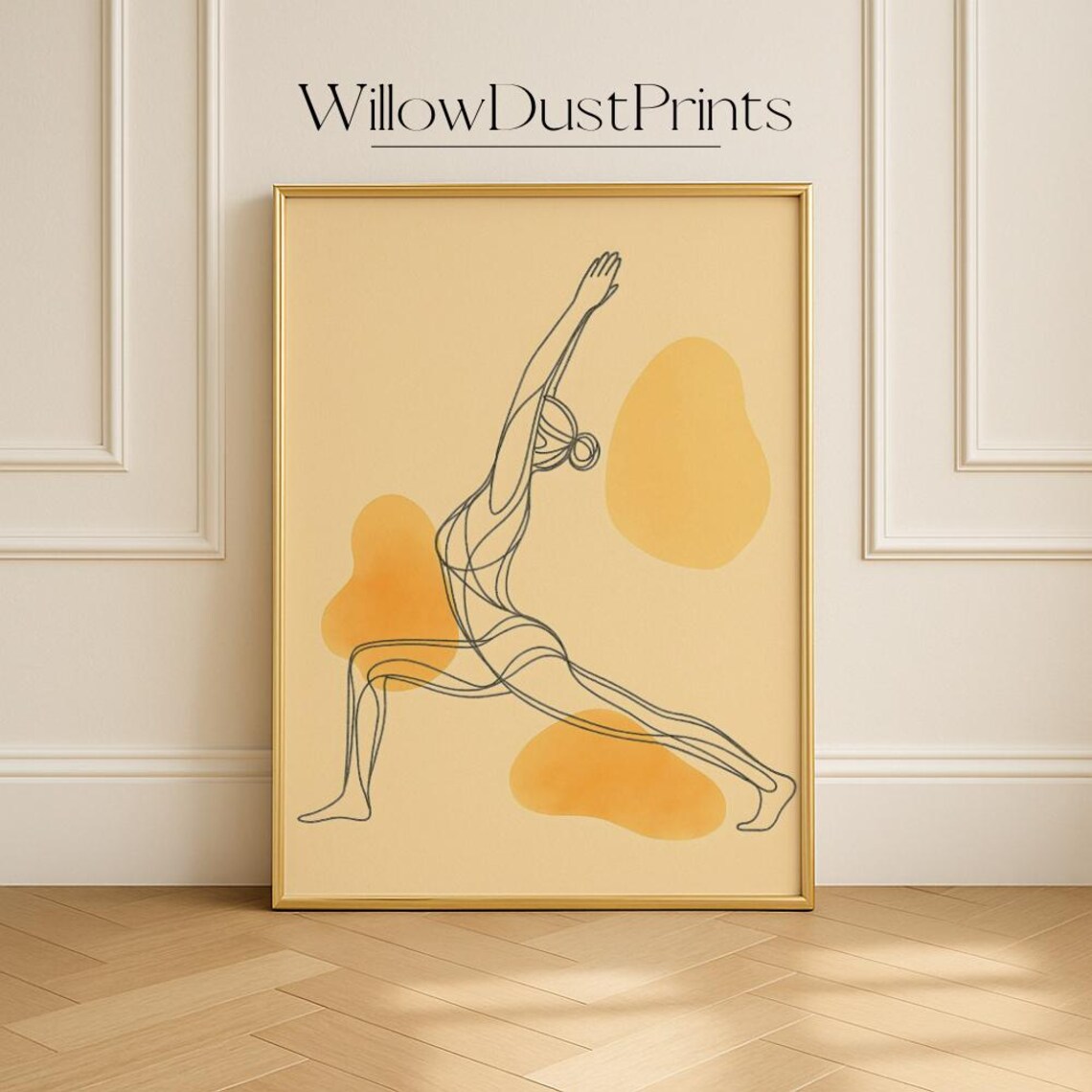 Yoga Warrior Pose Minimalist Line Art Zen Meditation Wall Poster