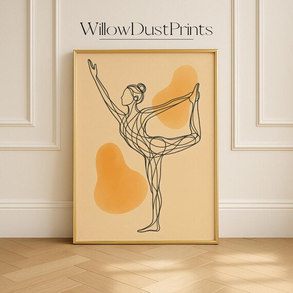 Yoga Dancer Pose Minimalist Line Art Zen Meditation Wall Poster