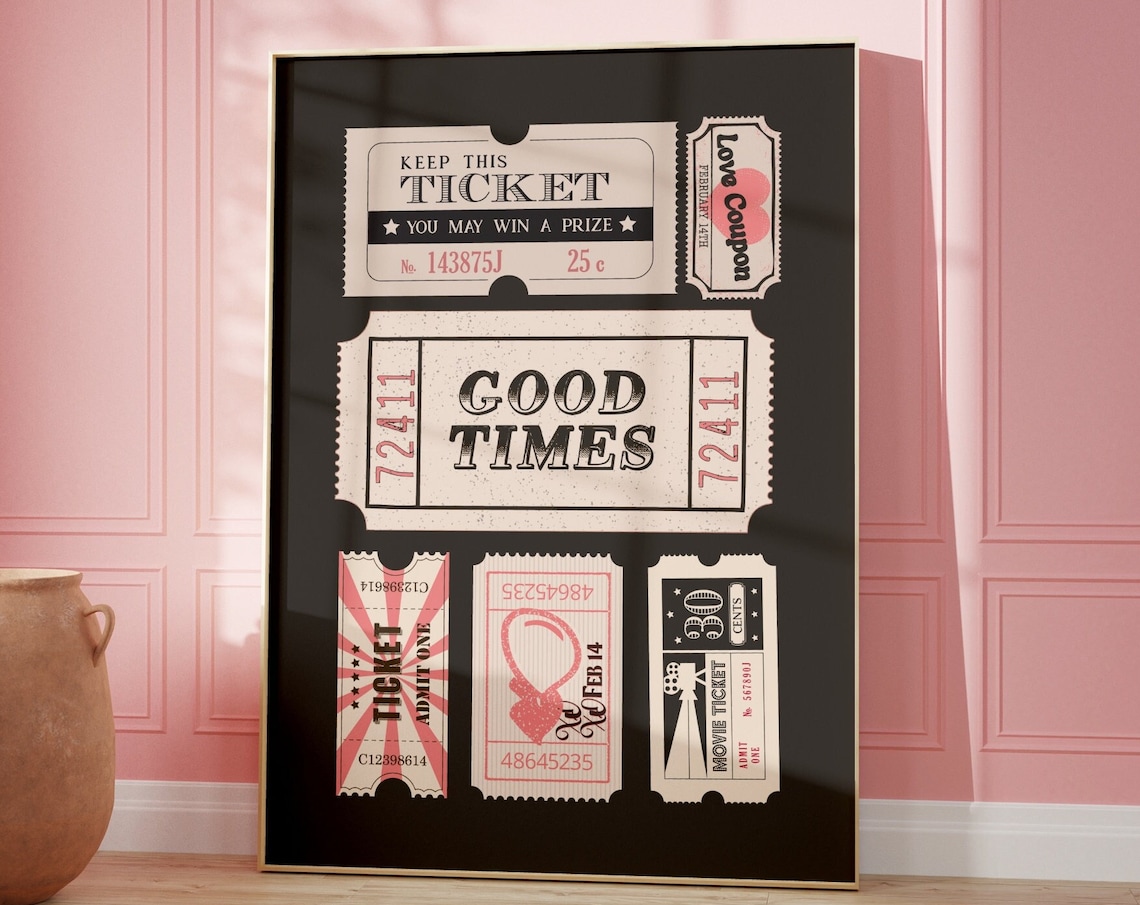 Good Times Tickets and Coupons, Vintage Retro Art Print