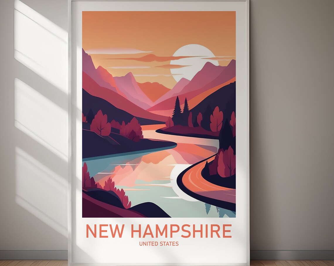 New Hampshire Travel Poster, United States Art Print