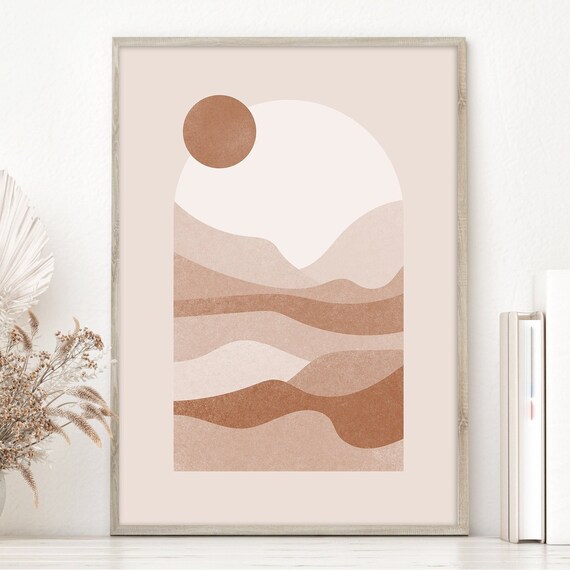 Moroccan Desert Ombre Print Boho Archway Wall Art Neutral Poster Geometric Arch Abstract Wall Decor Bohemian Sun Artwork