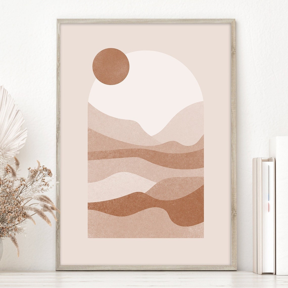 Terracotta Desert Arch Sun Geometric Minimalist Boho Art Poster