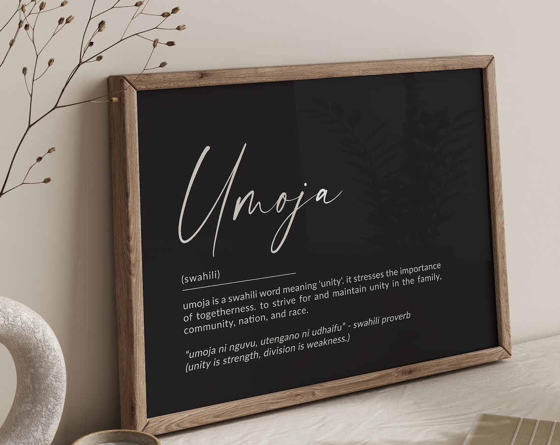 Umoja Definition Print, Unity Swahili Wall Art