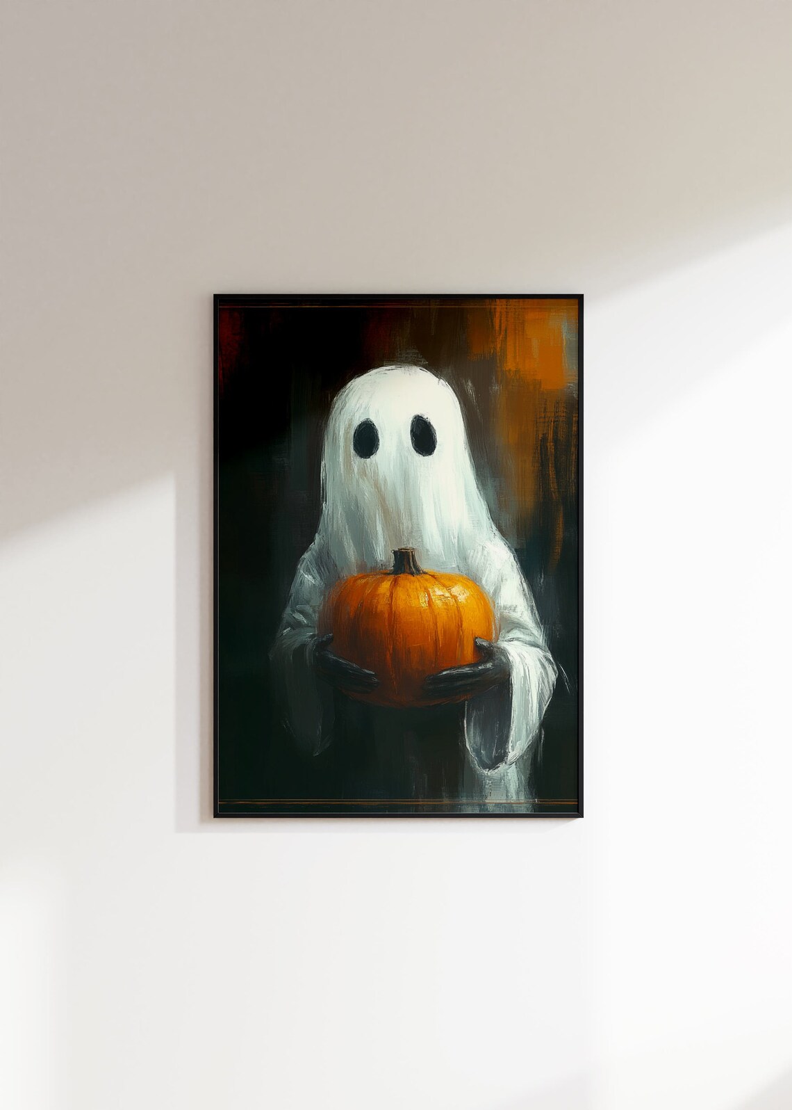 Ghost With Pumpkin Halloween Art Print, Dark Academia - Image 4