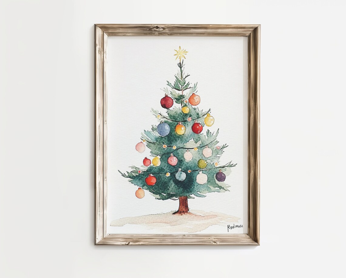 Christmas Tree Winter Landscape Wall Art Print - Image 3