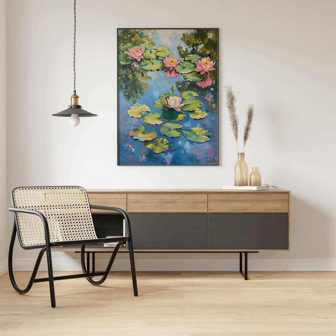 Water Lilies, Monet Style Vintage Art Print - Image 2