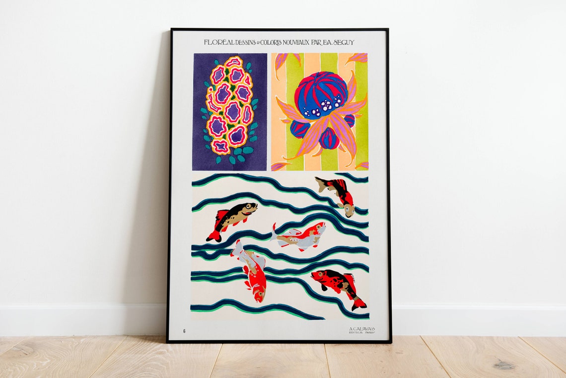 Emile Alain Sguy 1925 Fish Poster, Vintage Art Deco Print - Image 4
