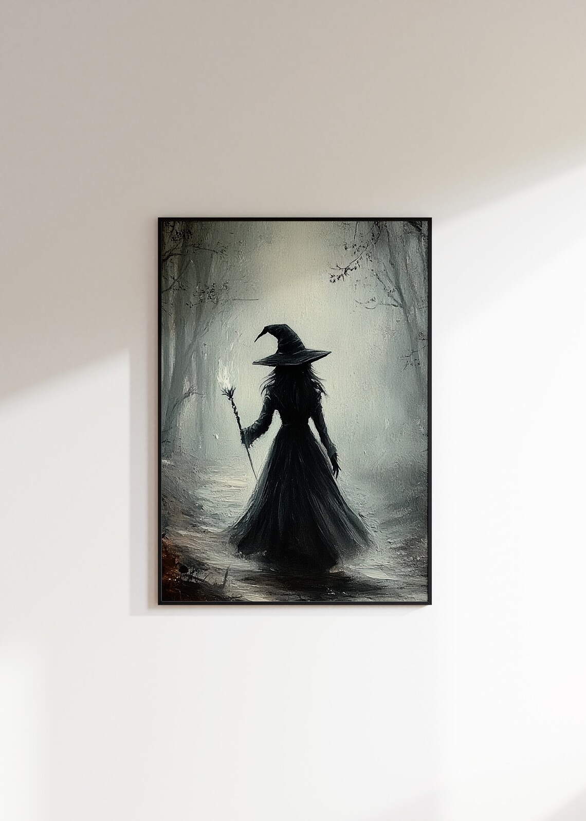 Mist-Shrouded Witch In The Forest Dark Gothic Fantasy Painting Poster - Image 3