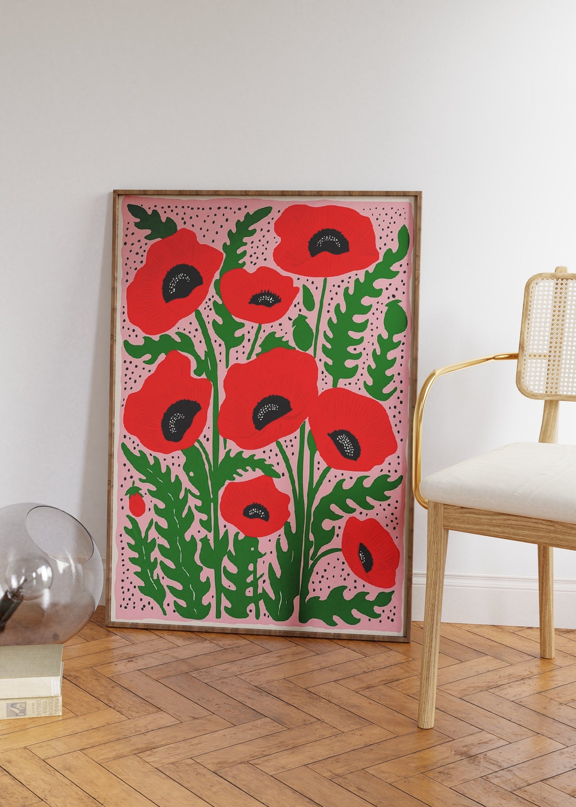 Vintage Red Poppies, Matisse-Inspired Floral Poster - Image 2