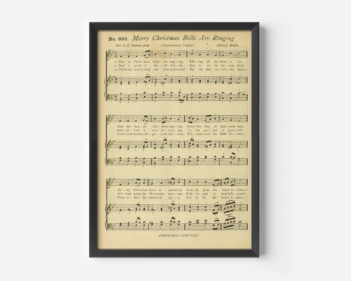 Merry Christmas Bells Are Ringing Vintage Art Print - Image 3
