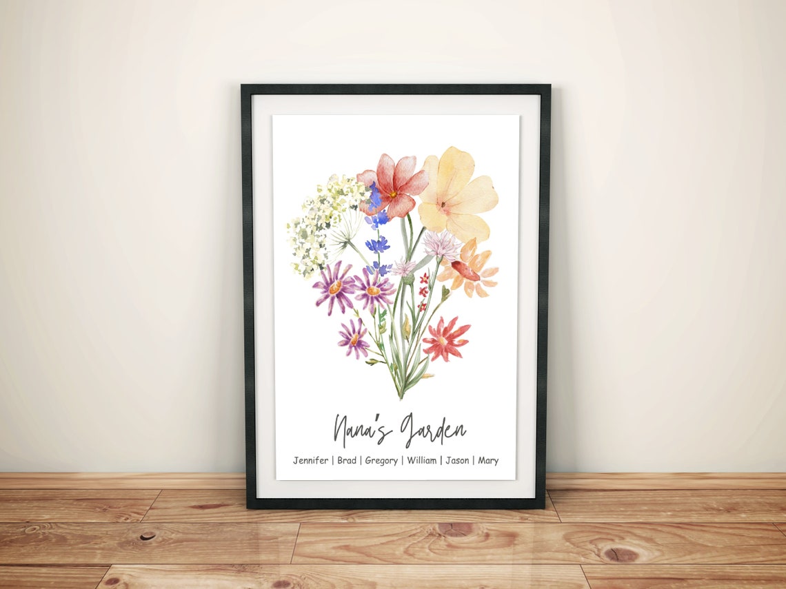 Custom Family Flower Bouquet Birth Month Flower Art Birth Flower Family Bouquet Birth Month Flower Art Custom Birth Month Flower Print - Image 2