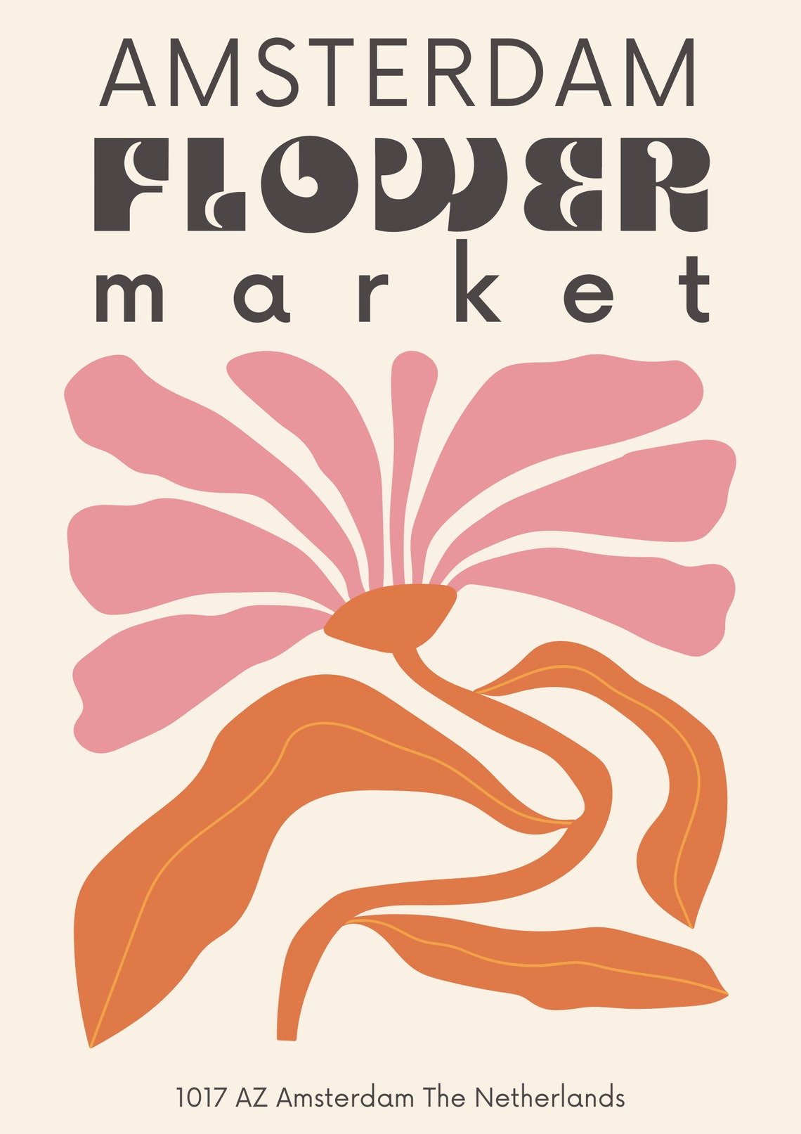 Flower Market Amsterdam Botanical Art Travel Poster - Image 3
