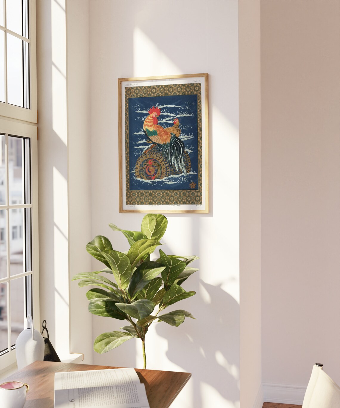 Rooster An Hen Vintage Japanese Poster Rooster Wall Art Rooster Print Japanese Animal Wall Art Farm Decor Birds Poster Retro Print - Image 2