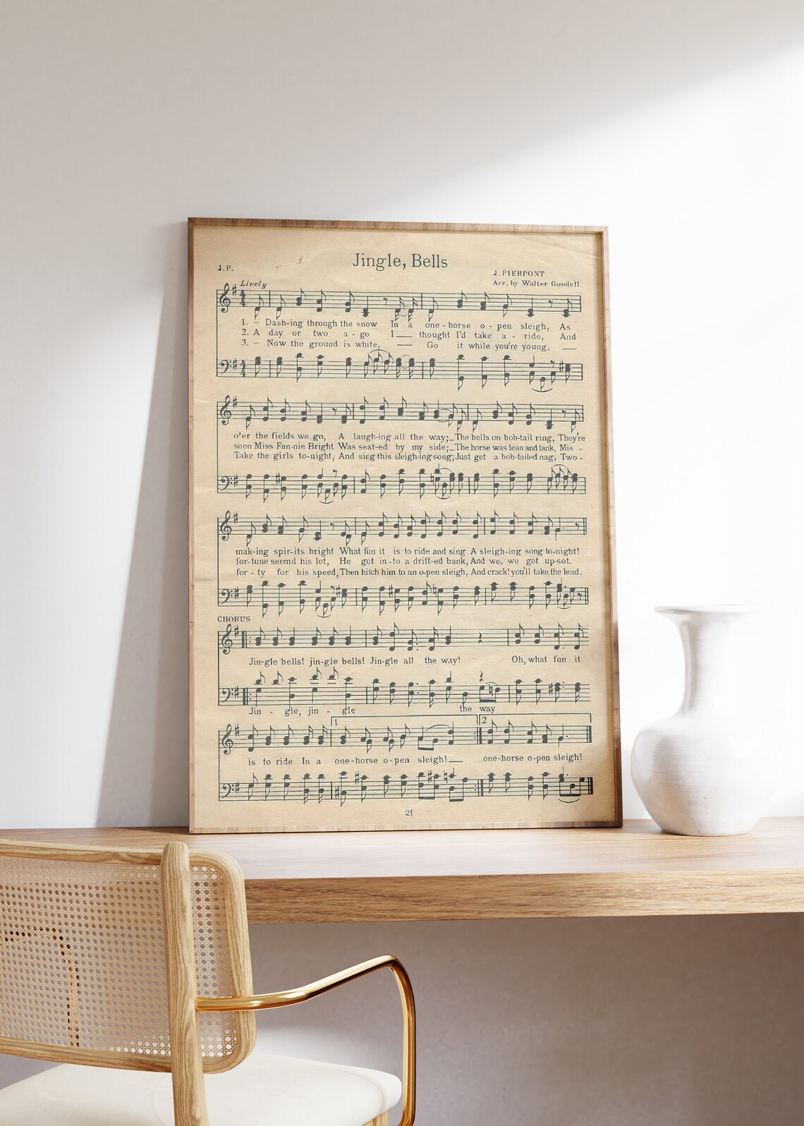 Jingle Bells Vintage Christmas Song Sheet Art Print - Image 2