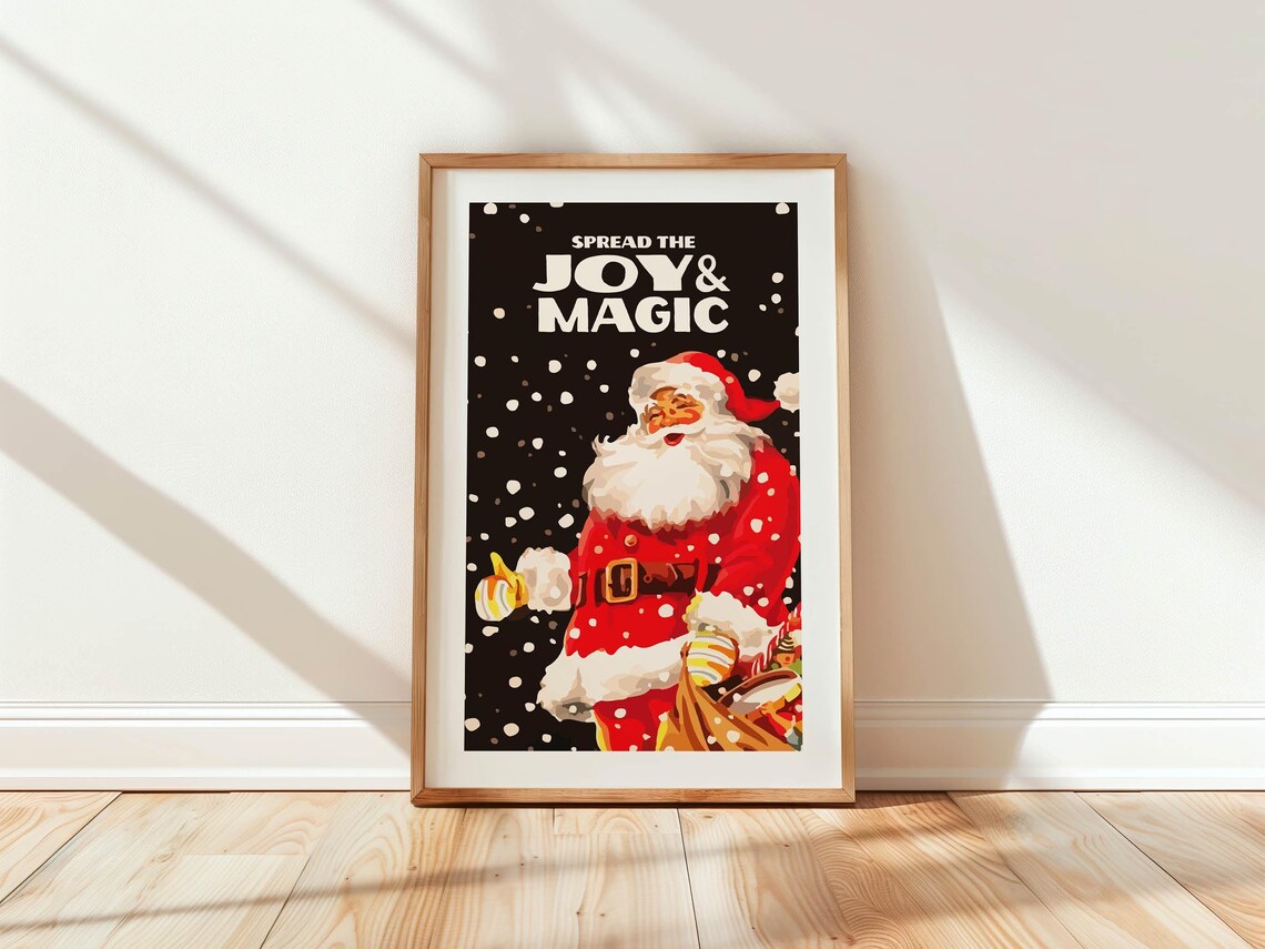 Joy Magic Christmas Poster, Retro Kitchen Wall Art