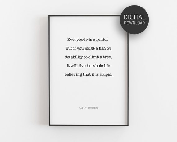 Einstein Quote Poster, Minimalist Classroom Decor