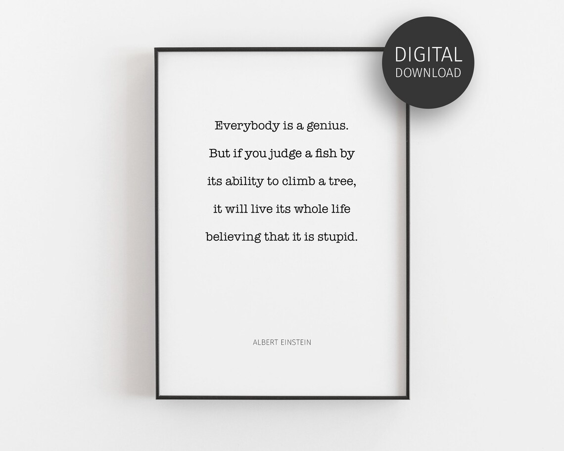 Einstein Quote Poster, Minimalist Classroom Decor