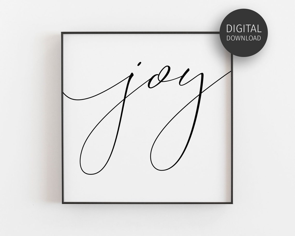 Joy Calligraphy Script Wall Art Modern Minimalist Christmas Home Decor