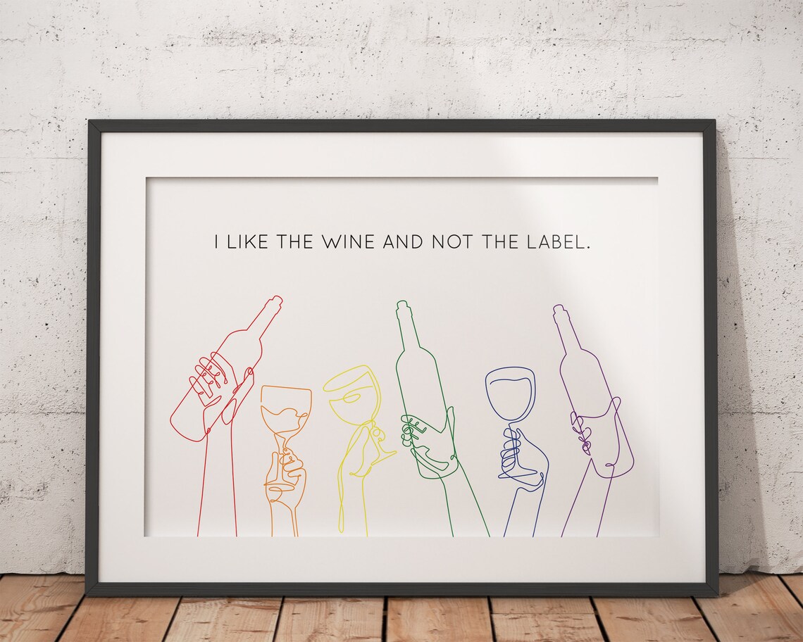 Rainbow Wine Print, Subtle Pride Bar Cart Art - Image 2
