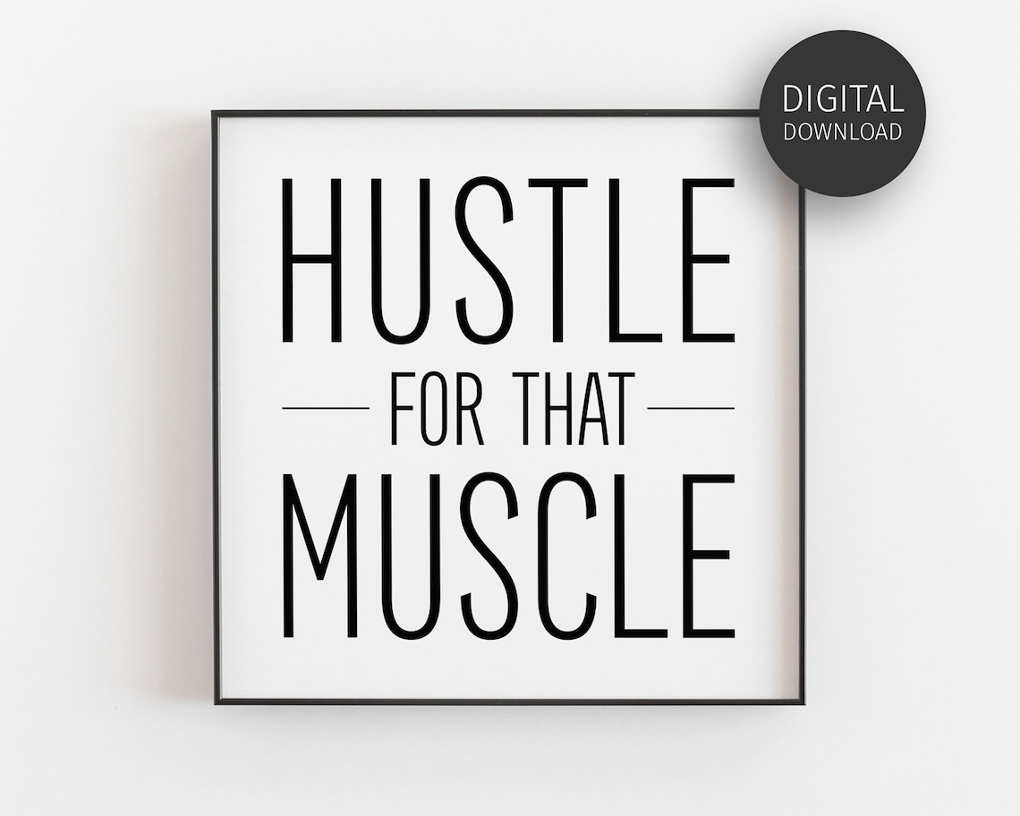 Hustle for That Muscle Gym Motivation Print Workout Fitness Wall Decor