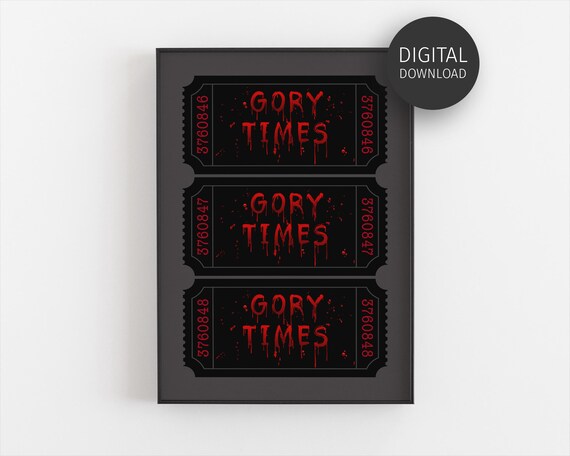 Gory Times Bloody Horror Font Halloween Ticket Trio Wall Art