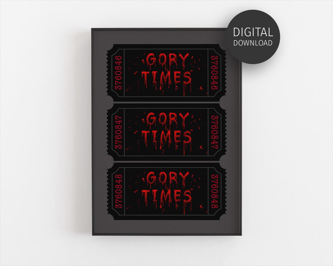 Gory Times Bloody Horror Font Halloween Ticket Trio Wall Art