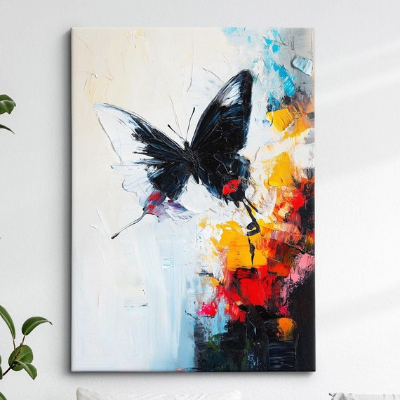 Colorful Butterfly Abstract Oil Painting Framed Print Framed Portrait Wall Art Poster Home Decor Interior Butterfly Lover Gift