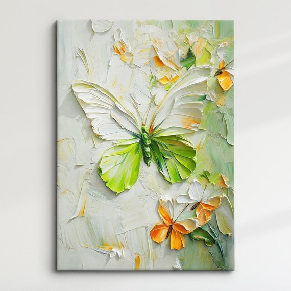 Colorful Butterfly Abstract Oil Painting Framed Print Framed Portrait Wall Art Poster Home Decor Interior Butterfly Lover Gift