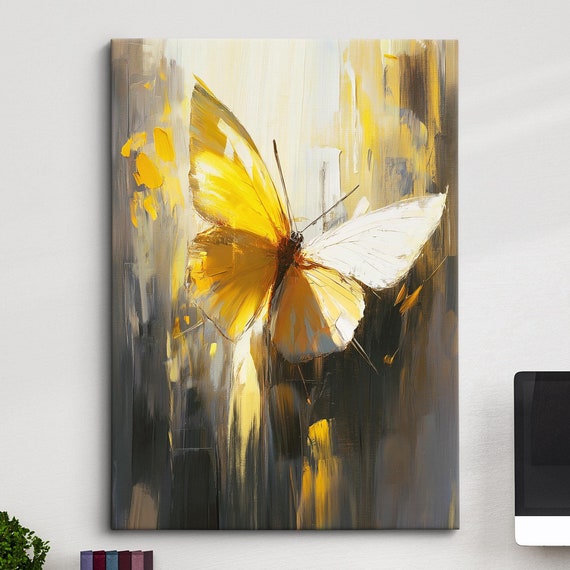 Colorful Butterfly Abstract Oil Painting Framed Print Framed Portrait Wall Art Poster Home Decor Interior Butterfly Lover Gift