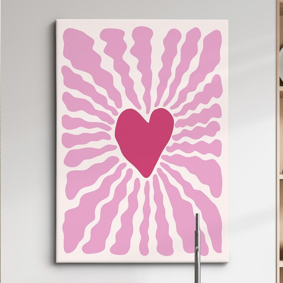 Pink Heart Abstract Organic Shapes Modern Minimalist Love Decor Wall Art Poster