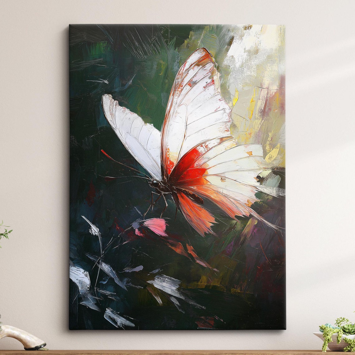 Colorful Butterfly Abstract Oil Painting Framed Print Framed Portrait Wall Art Poster Home Decor Interior Butterfly Lover Gift