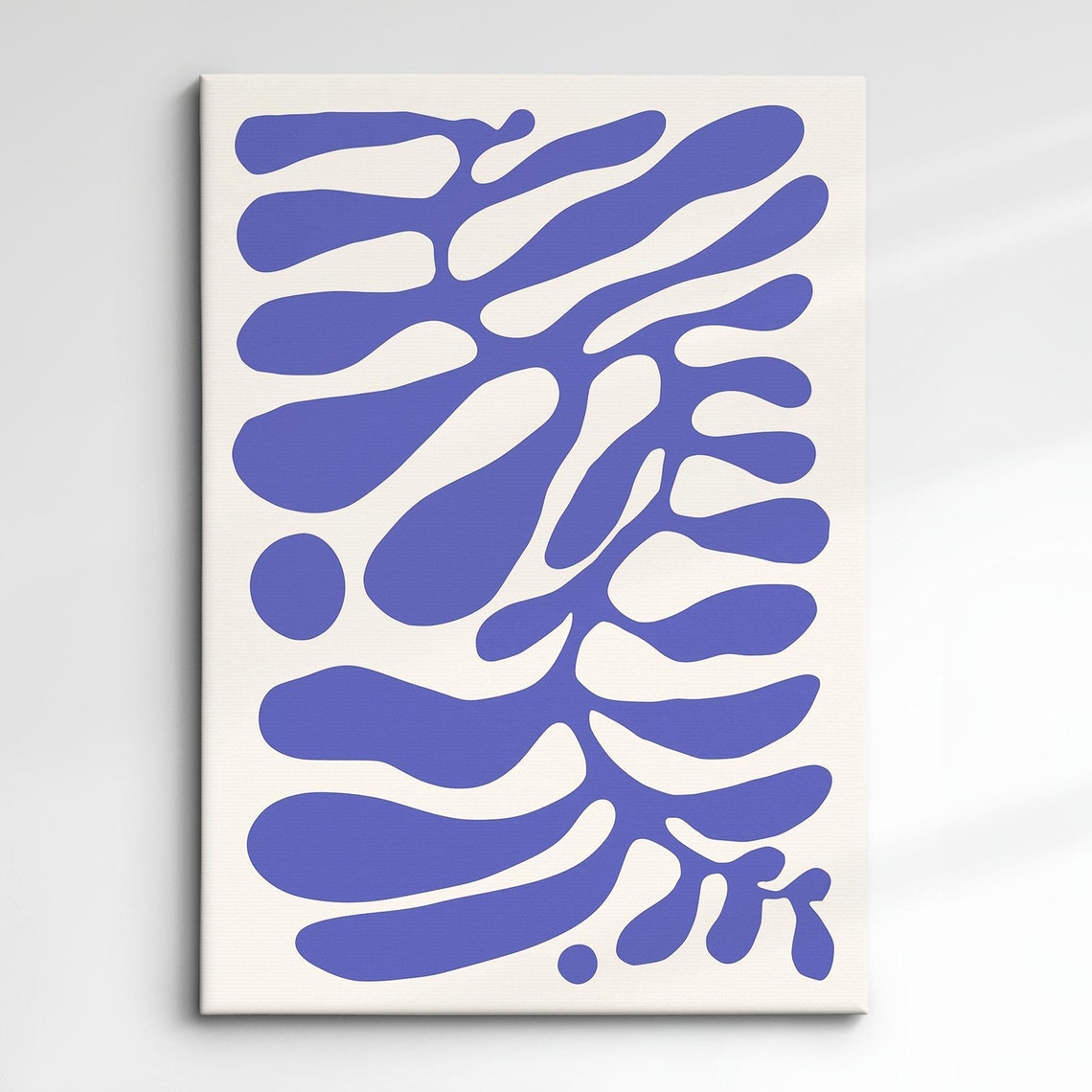 Abstract Blue Organic Shapes Art Modern Minimalist Wall Decor Matisse Inspired Cutout Art Print Contemporary Home Design