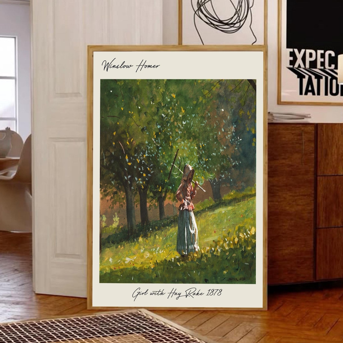 Winslow Homer Girl With Hay Rake, Vintage Painting