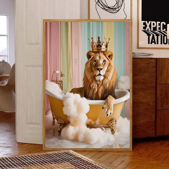 Majestic Lion, Vintage Safari Jungle Decor Print