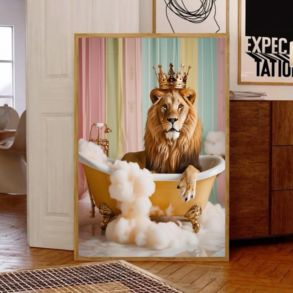 Majestic Lion, Vintage Safari Jungle Decor Print